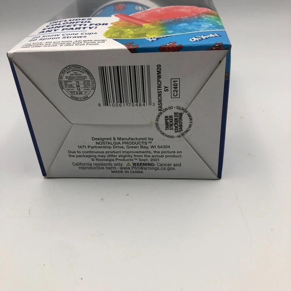 KOOL-AID SNOW CONE PARTY KIT - 20 CUPS & 20 SPOON STRAWS - NEW IN BOX